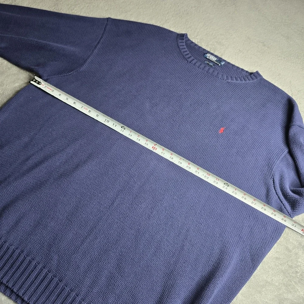 Vintage Polo Ralph Lauren Knit Sweater Mens 4XLT Navy Blue Red Pony Long Sleeve